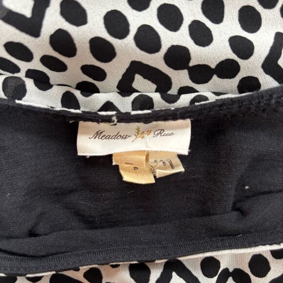 Meadow Rue Black & White Geometric Print Blouse size S - Picture 2 of 7